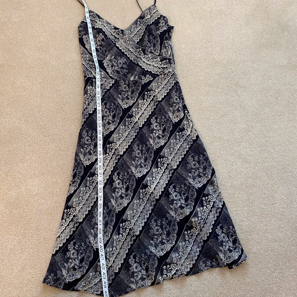 Laundry slip dress black with off white lace pattern